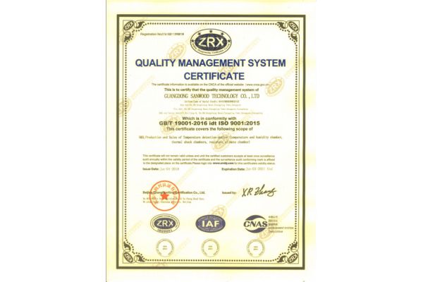 ISO9001质量管理体系认证证书-英文